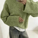 Loose-fit women's solid-colour knitted sweater – Soft and easy to wear