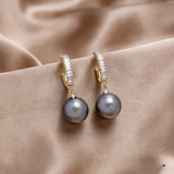 Chic Earrings with Pearl and Zircon