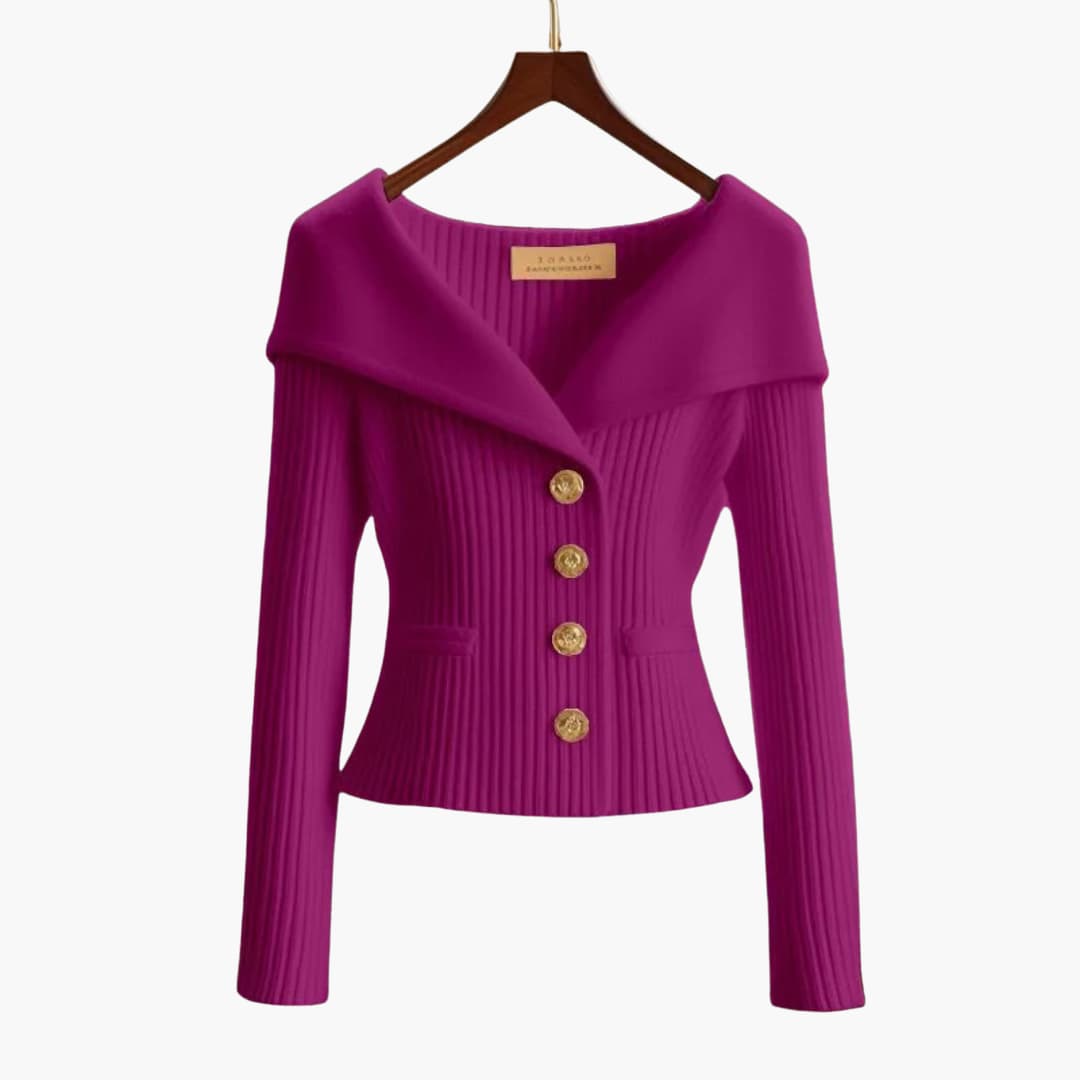 Short and Stylish Women's Ribbed Gilet - Comfortable Knitted Cardigan with Buttons
