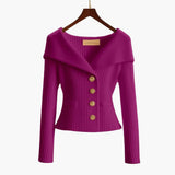 Short and Stylish Women's Ribbed Gilet - Comfortable Knitted Cardigan with Buttons