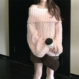 Women's Faux Mink Knit Off-Shoulder Sweater – Soft, Cozy, and Elegant Style