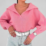 Women's loose-fit V-neck sweater - Soft and easy to wear