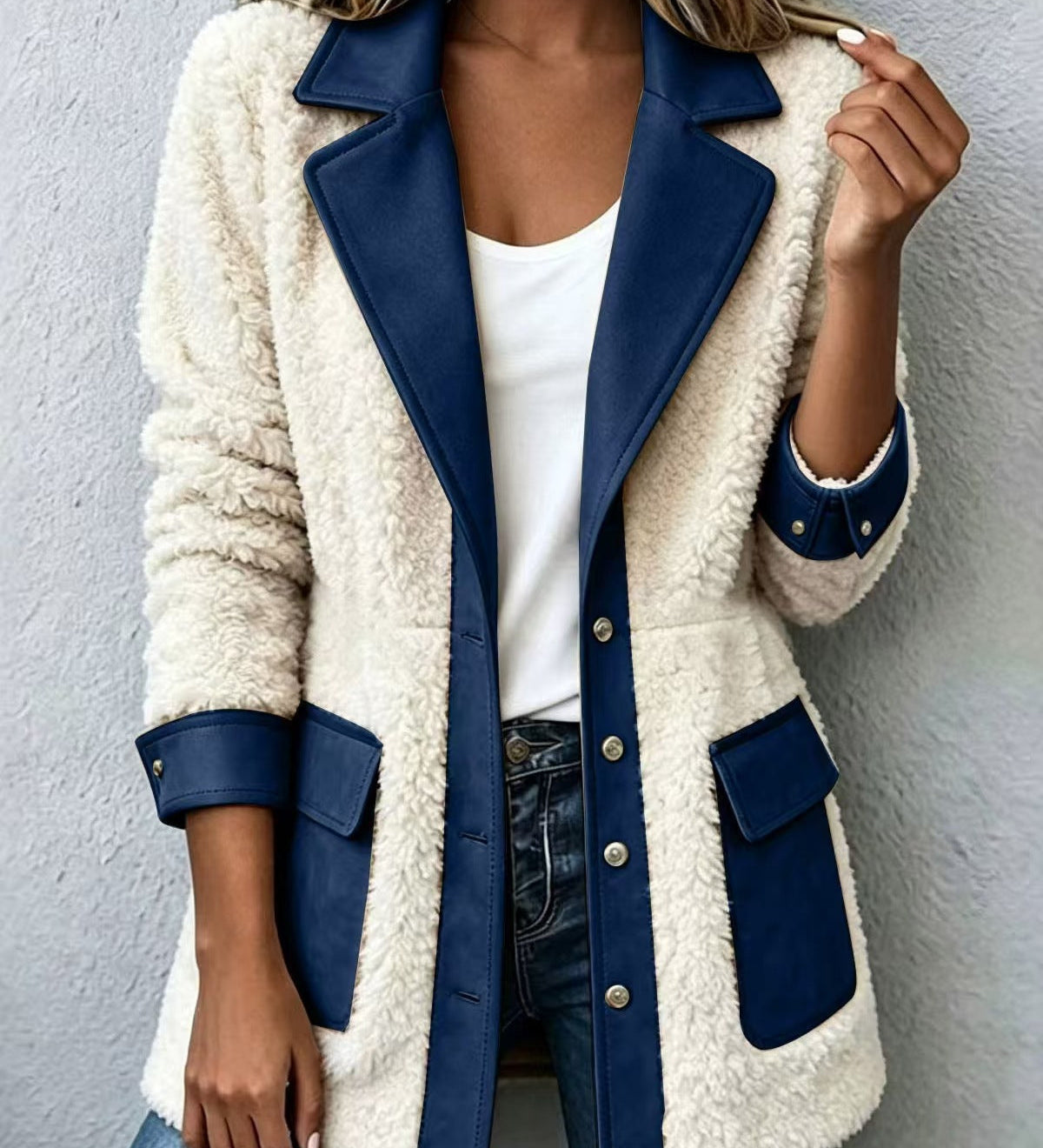 Women's Patchwork Denim Cardigan - Warm and Unique