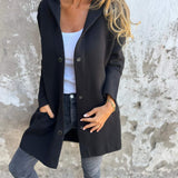 Casual Women's Hooded Button Cardigan - Comfort and Style