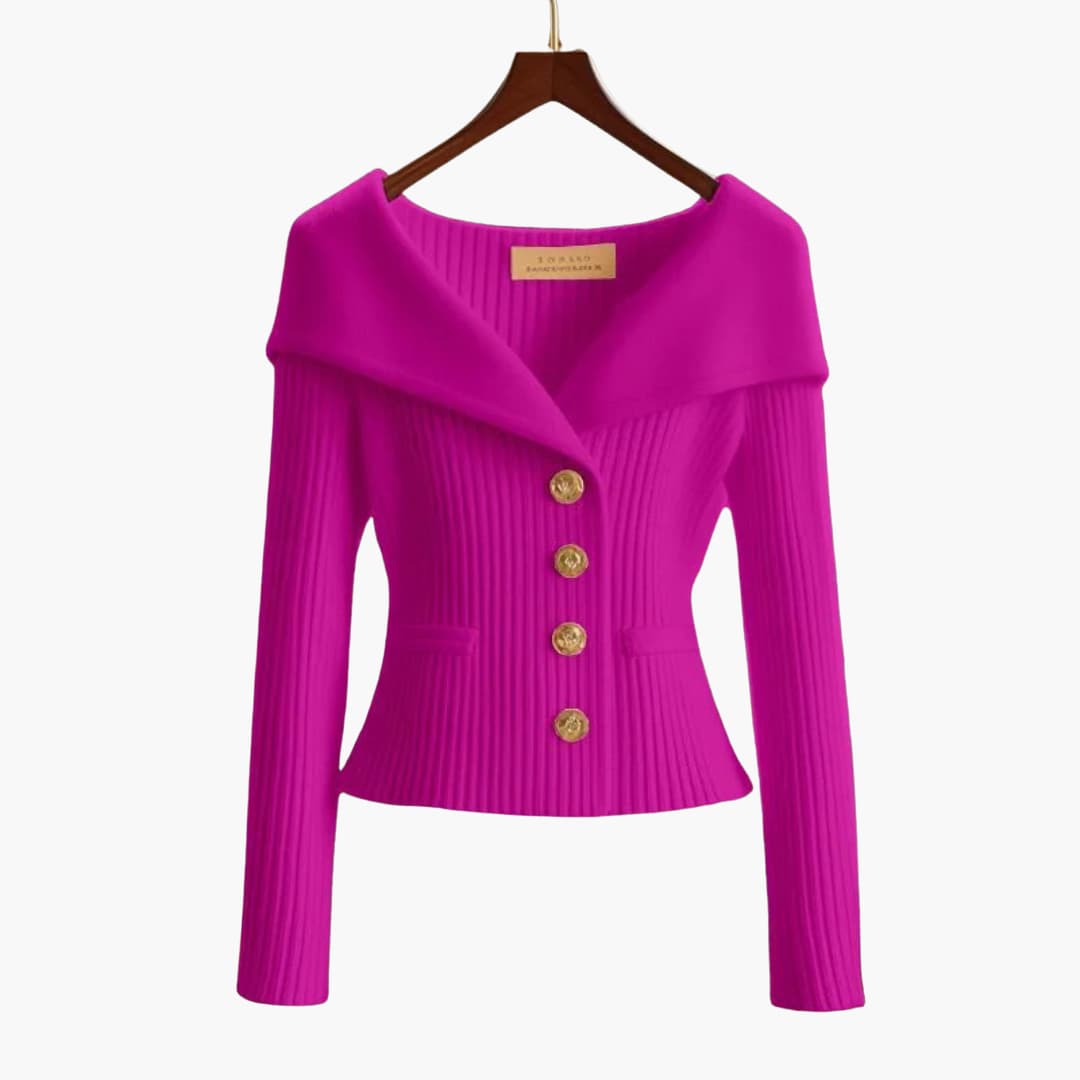 Elegant Short Ribbed Vest for Women – Comfortable Buttoned Knit