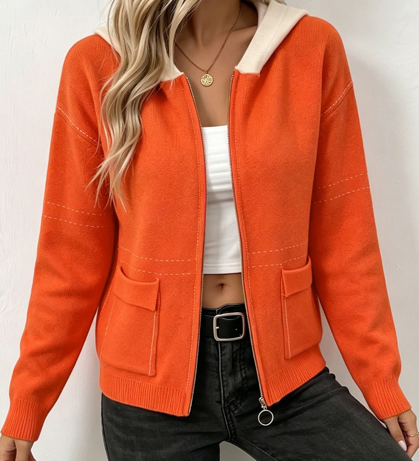 Women's zip cardigan with hood - Soft and sporty