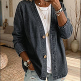 Women's casual button-up denim cardigan – An elegant, relaxed style, ideal for layering every day