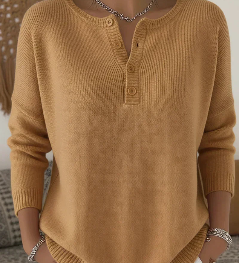Ernesta | Knit Sweater with Henley Buttons