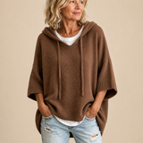Women's hooded knit poncho - Soft and practical