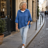 Women's hooded knit poncho - Soft and practical