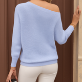 Off-shoulder sweater with puff sleeves for women – Elegant and comfortable knitwear
