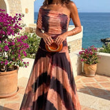 Dress with Orange and Brown Print
