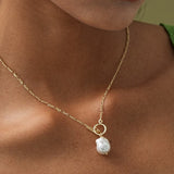 Elegant Necklace with Golden Pearl