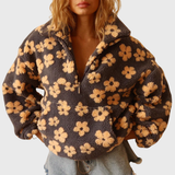 Clara | Warm floral-patterned half-zip fleece sweatshirt