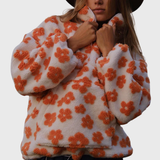Clara | Warm floral-patterned half-zip fleece sweatshirt