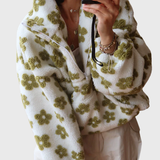 Clara | Warm floral-patterned half-zip fleece sweatshirt