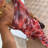 Long Off-Shoulder Watercolour Dress