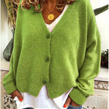 Women's Knitted Buttoned Cardigan with Soft Elegant V-Neck