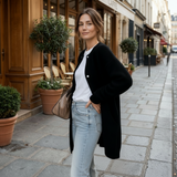 Elegant Long Buttoned Cardigan for Women – Comfortable Sweater with Round Neck
