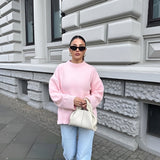 Trendy Loose-Fitting Round-Neck Sweater for Women – Stylish and Comfortable