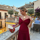Long dress with V-neck
