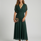 Long dress with V-neck
