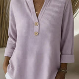 Lucia | Textured Henley T-Shirt with Buttons