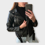 Tuuli | Modern Leather Jacket with Belt and Zip