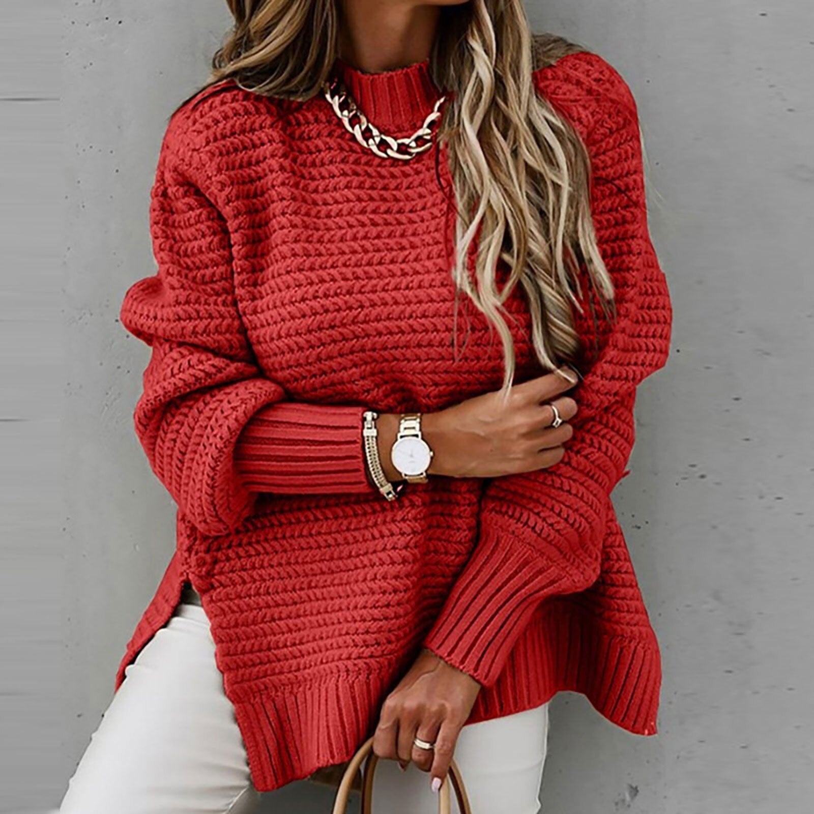 Women's mock-neck sweater - Elegant and soft