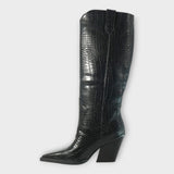 Mirjana | Elegant Crocodile Pattern Boots and Stylish Heel