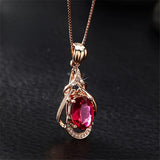 Elegant Necklace with Red Crystals and Gold