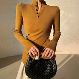 High-neck wrap sweater for women