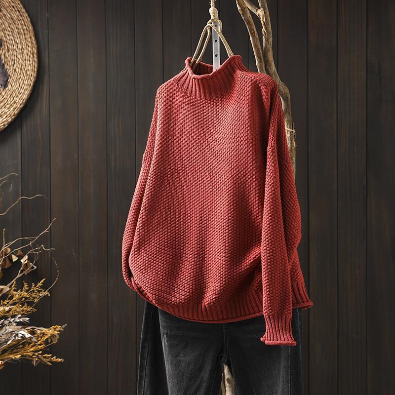 Women's Oversized Soft Elegant Knitted Sweater with Turtleneck