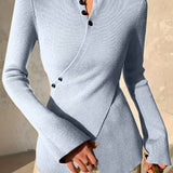 High-neck wrap sweater for women