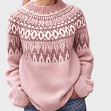 Milvi | Knitted High Neck Jumper with Pattern