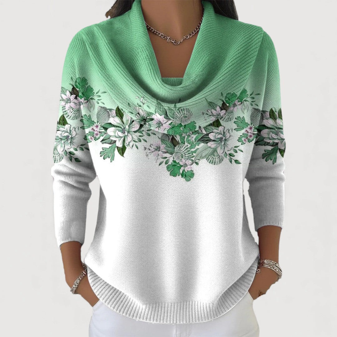 Amalia | Soft Collared Floral Sweater