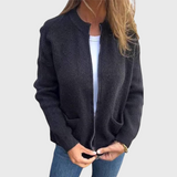 Women's Cardigan with Zip and Hood in Soft Knit - Comfortable and Casual
