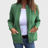 Women's Cardigan with Zip and Hood in Soft Knit - Comfortable and Casual