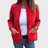 Women's Cardigan with Zip and Hood in Soft Knit - Comfortable and Casual