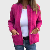 Women's zip-up hooded cardigan in soft knit – Comfortable and casual
