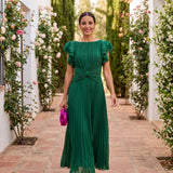 Seraphina | Elegant Pleated Maxi Dress with Tied Waist