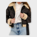Helin | Stylish leather jacket with lining and belt