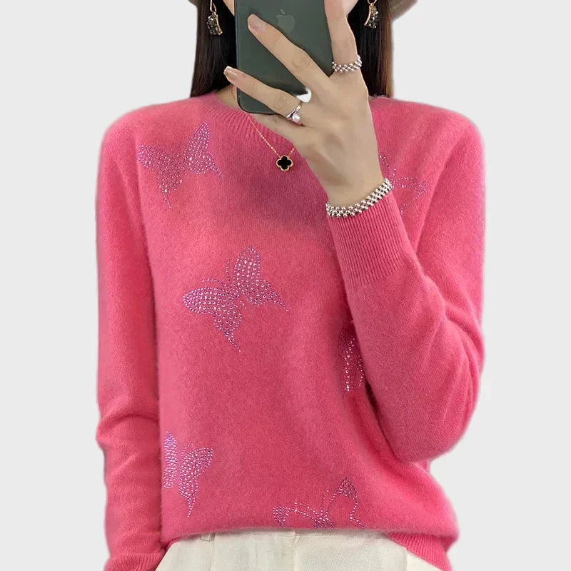 Hilda | Knitted Turtle Neck with Butterfly Pattern