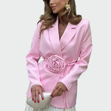 Mia | Jacket with a Waistline in Pink