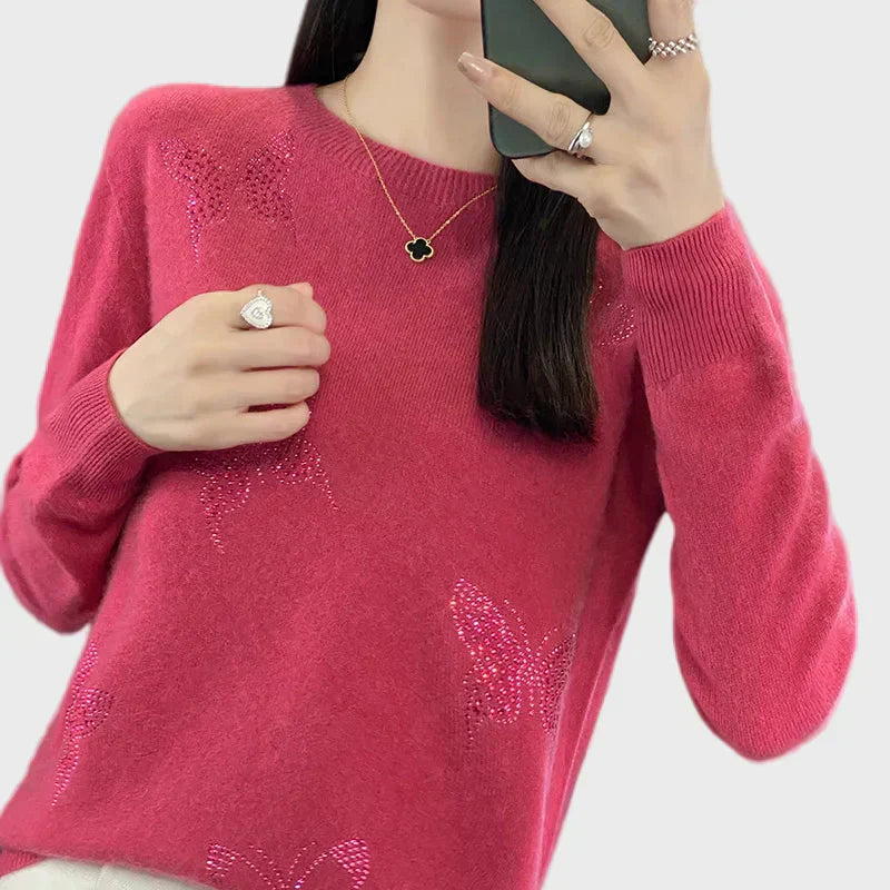 Hilda | Knitted Turtle Neck with Butterfly Pattern