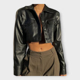 Anu | Short Leather Jacket with Pockets
