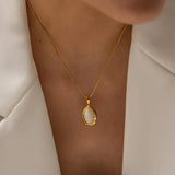Gold Plated Necklace with Oval Cat's Eye Opal