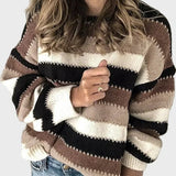 Riin | Knitted High Neck Striped Shirt