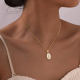 Gold Oval Virgin Pendant Necklace