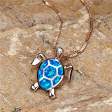 Vintage Green Fire Opal Turtle Pendant in Gold